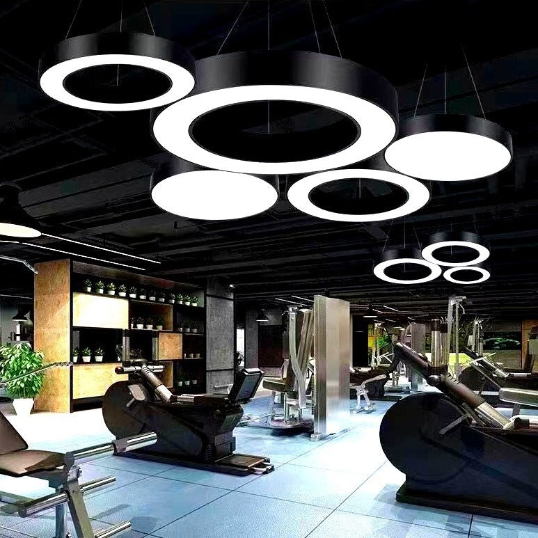 Modern Minimalist Black Halo Ring Iron Acrylic LED Chandelier For Bedside