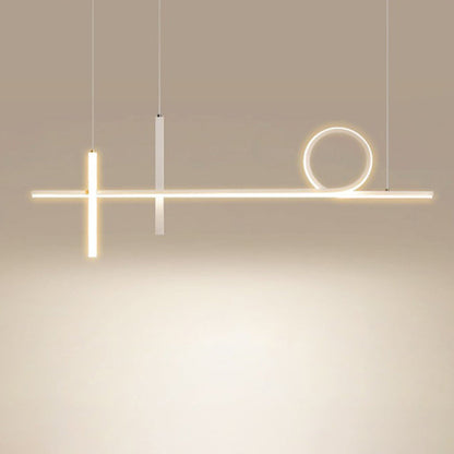 Modern Minimalist Long Strip Circle Acrylic Aluminum Iron LED Chandelier Island Light For Dining Room