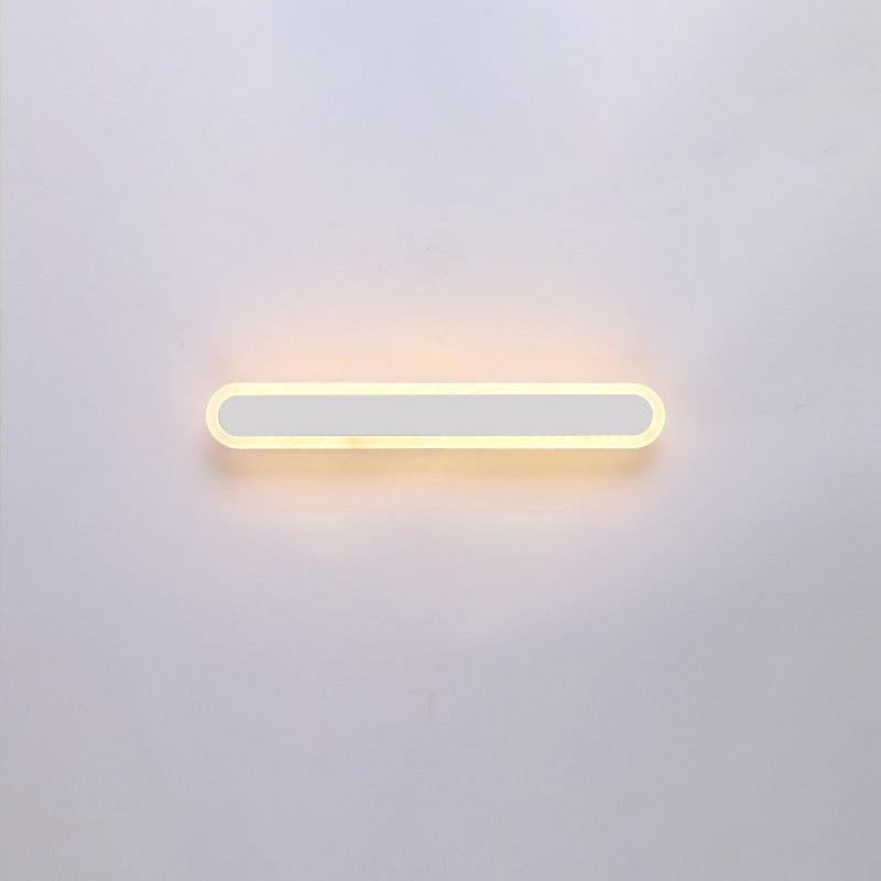 Modern Minimalist Long Oval Strip Acrylic Lampshade Iron LED Wall Sconce Lamp For Living Room