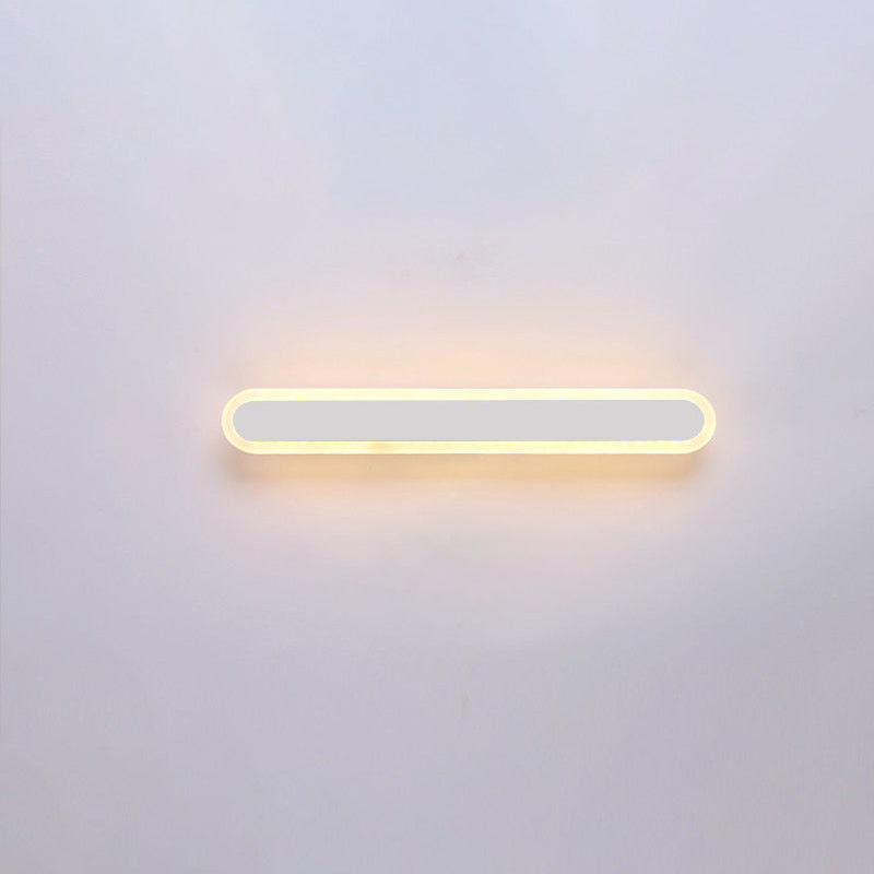 Modern Minimalist Long Oval Strip Acrylic Lampshade Iron LED Wall Sconce Lamp For Living Room
