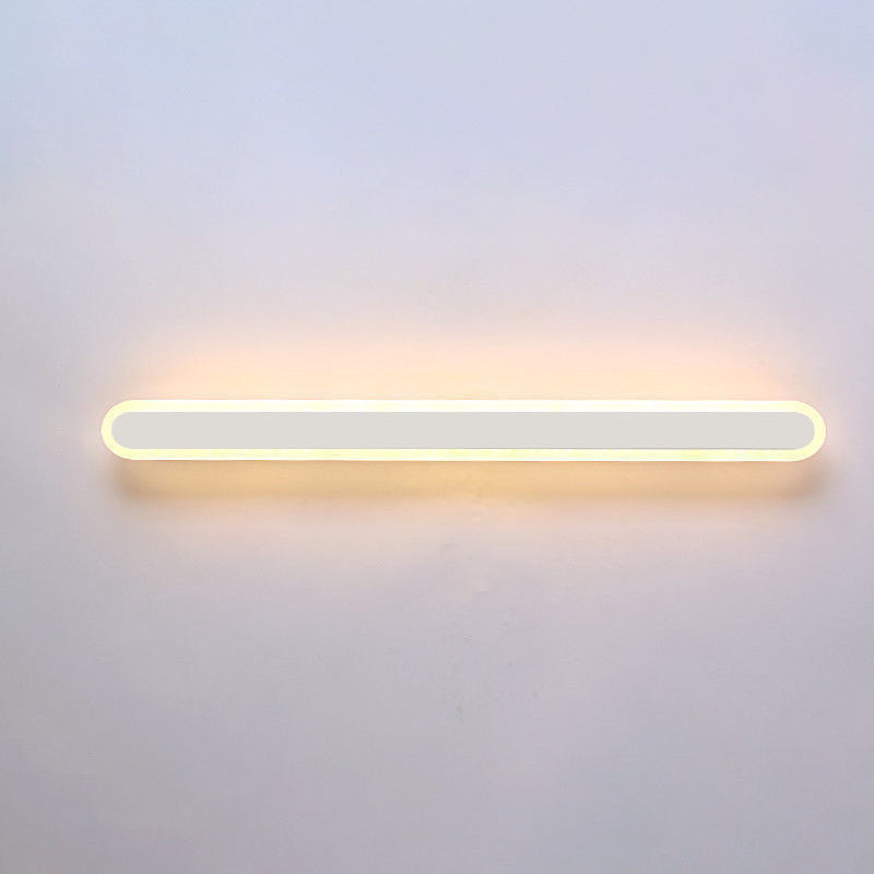 Modern Minimalist Long Oval Strip Acrylic Lampshade Iron LED Wall Sconce Lamp For Living Room