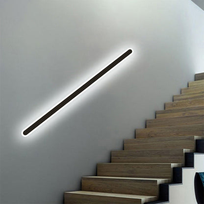 Modern Minimalist Long Oval Strip Acrylic Lampshade Iron LED Wall Sconce Lamp For Living Room