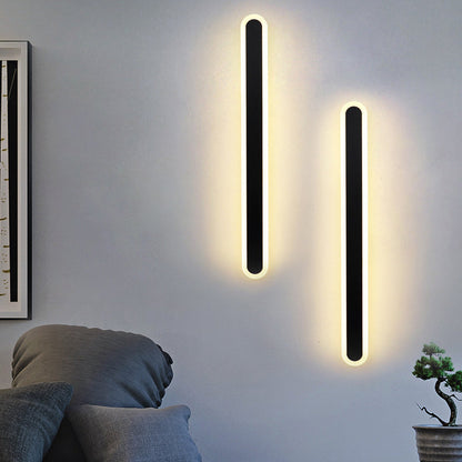 Modern Minimalist Long Oval Strip Acrylic Lampshade Iron LED Wall Sconce Lamp For Living Room