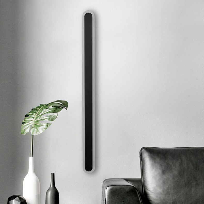 Modern Minimalist Long Oval Strip Acrylic Lampshade Iron LED Wall Sconce Lamp For Living Room