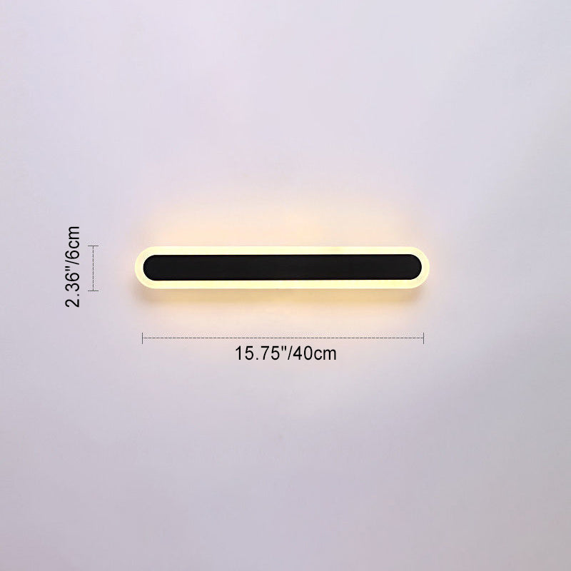 Modern Minimalist Long Oval Strip Acrylic Lampshade Iron LED Wall Sconce Lamp For Living Room