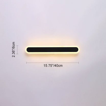 Modern Minimalist Long Oval Strip Acrylic Lampshade Iron LED Wall Sconce Lamp For Living Room
