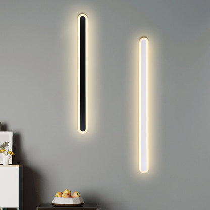 Modern Minimalist Long Oval Strip Acrylic Lampshade Iron LED Wall Sconce Lamp For Living Room