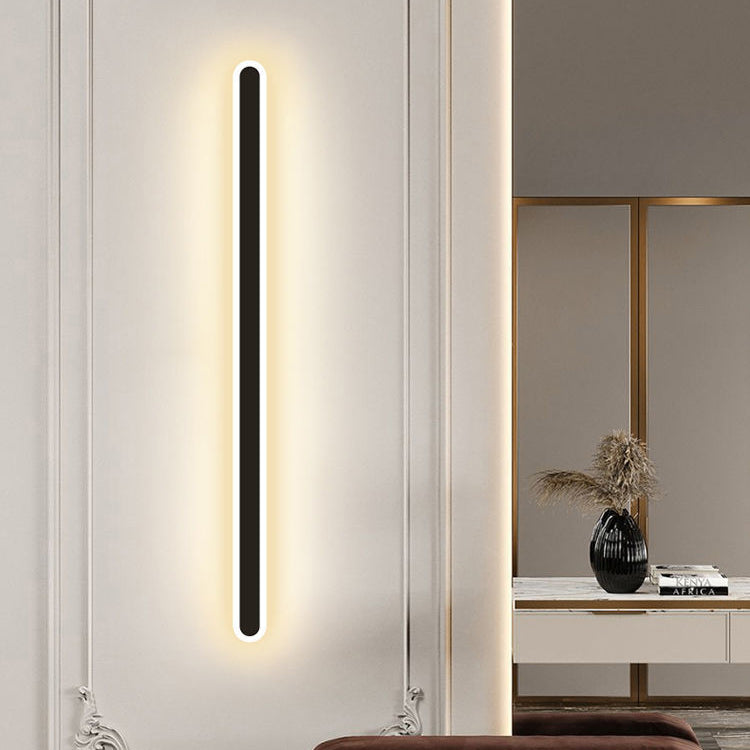 Modern Minimalist Long Oval Strip Acrylic Lampshade Iron LED Wall Sconce Lamp For Living Room