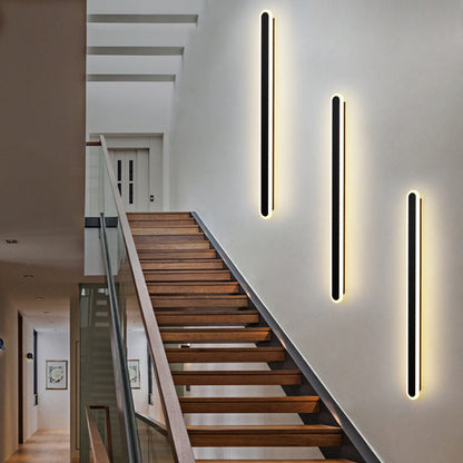 Modern Minimalist Long Oval Strip Acrylic Lampshade Iron LED Wall Sconce Lamp For Living Room