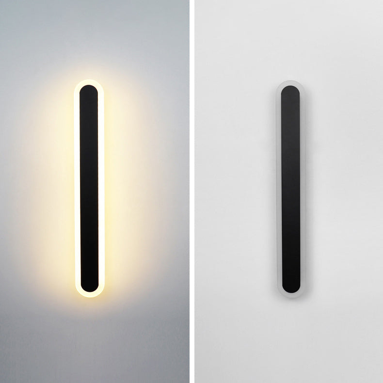 Modern Minimalist Long Oval Strip Acrylic Lampshade Iron LED Wall Sconce Lamp For Living Room
