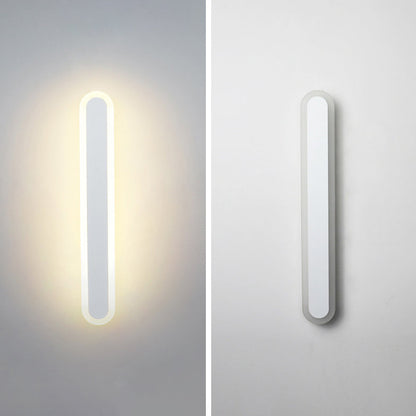 Modern Minimalist Long Oval Strip Acrylic Lampshade Iron LED Wall Sconce Lamp For Living Room