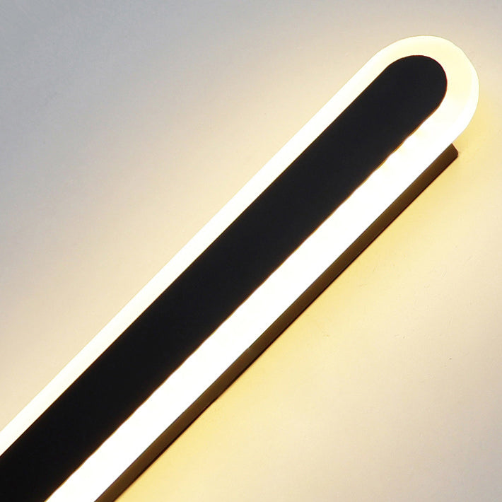 Modern Minimalist Long Oval Strip Acrylic Lampshade Iron LED Wall Sconce Lamp For Living Room
