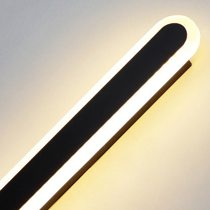 Modern Minimalist Long Oval Strip Acrylic Lampshade Iron LED Wall Sconce Lamp For Living Room