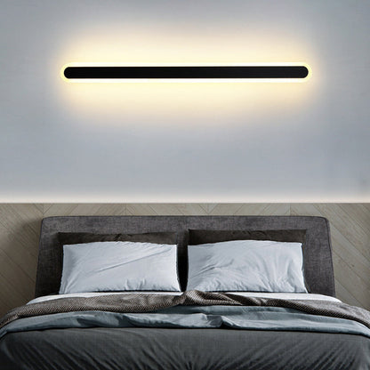 Modern Minimalist Long Oval Strip Acrylic Lampshade Iron LED Wall Sconce Lamp For Living Room