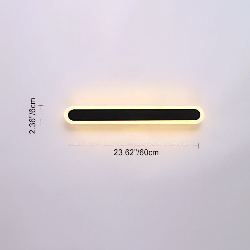 Modern Minimalist Long Oval Strip Acrylic Lampshade Iron LED Wall Sconce Lamp For Living Room