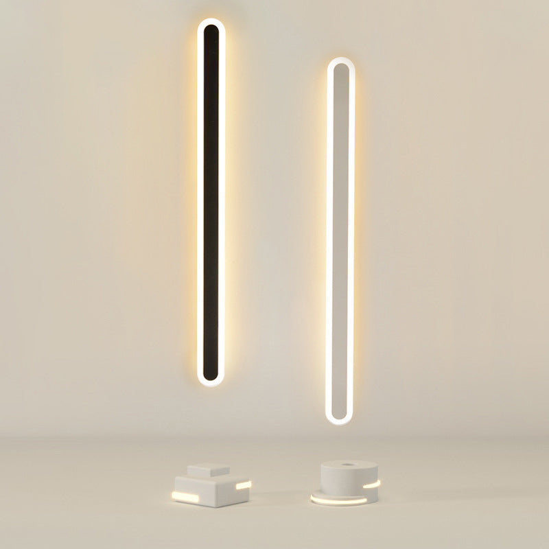 Modern Minimalist Long Oval Strip Acrylic Lampshade Iron LED Wall Sconce Lamp For Living Room