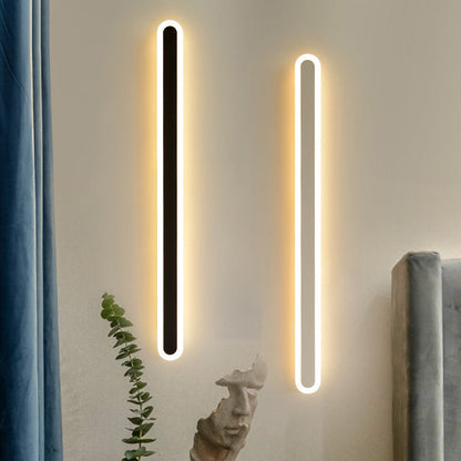 Modern Minimalist Long Oval Strip Acrylic Lampshade Iron LED Wall Sconce Lamp For Living Room