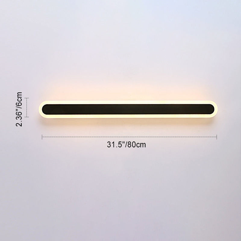 Modern Minimalist Long Oval Strip Acrylic Lampshade Iron LED Wall Sconce Lamp For Living Room