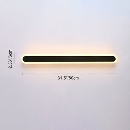 Modern Minimalist Long Oval Strip Acrylic Lampshade Iron LED Wall Sconce Lamp For Living Room