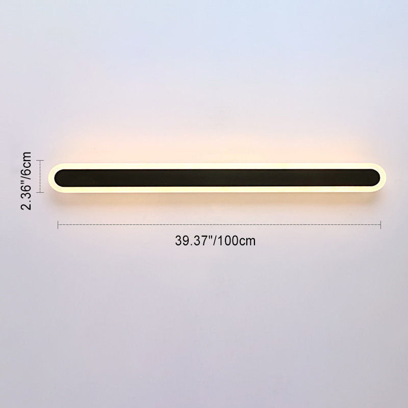 Modern Minimalist Long Oval Strip Acrylic Lampshade Iron LED Wall Sconce Lamp For Living Room