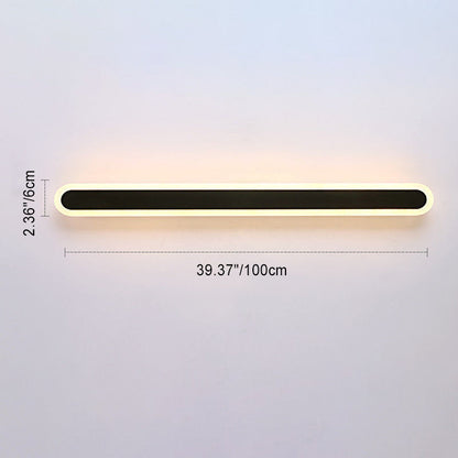 Modern Minimalist Long Oval Strip Acrylic Lampshade Iron LED Wall Sconce Lamp For Living Room