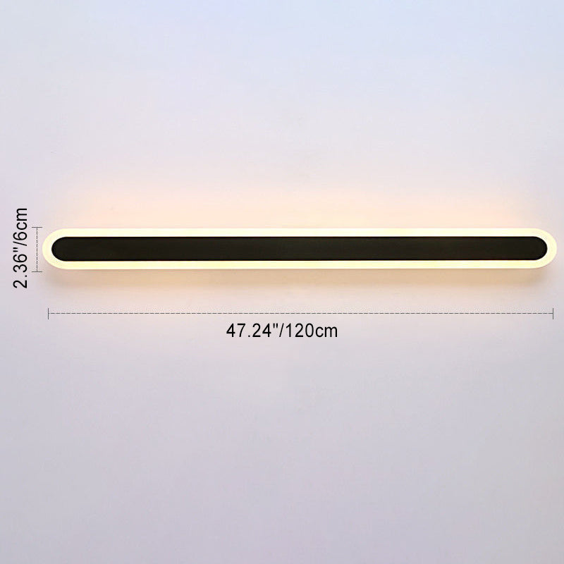 Modern Minimalist Long Oval Strip Acrylic Lampshade Iron LED Wall Sconce Lamp For Living Room