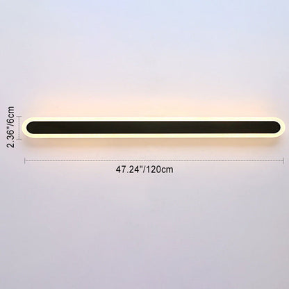 Modern Minimalist Long Oval Strip Acrylic Lampshade Iron LED Wall Sconce Lamp For Living Room