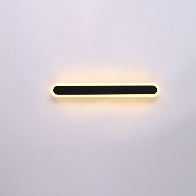 Modern Minimalist Long Oval Strip Acrylic Lampshade Iron LED Wall Sconce Lamp For Living Room