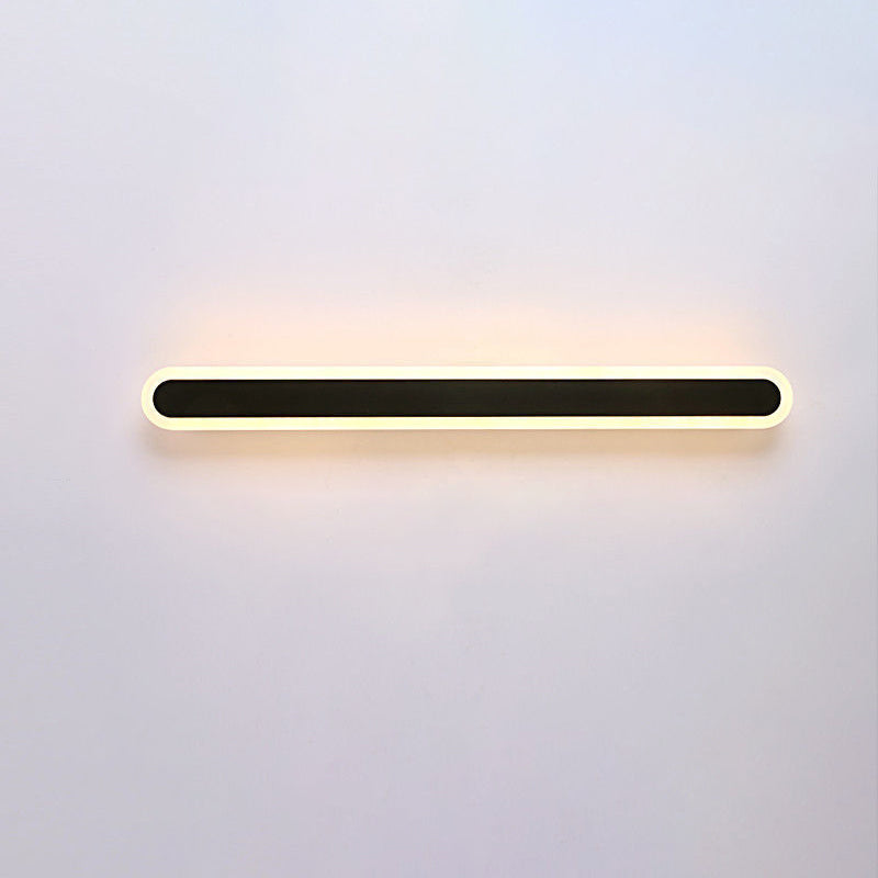 Modern Minimalist Long Oval Strip Acrylic Lampshade Iron LED Wall Sconce Lamp For Living Room