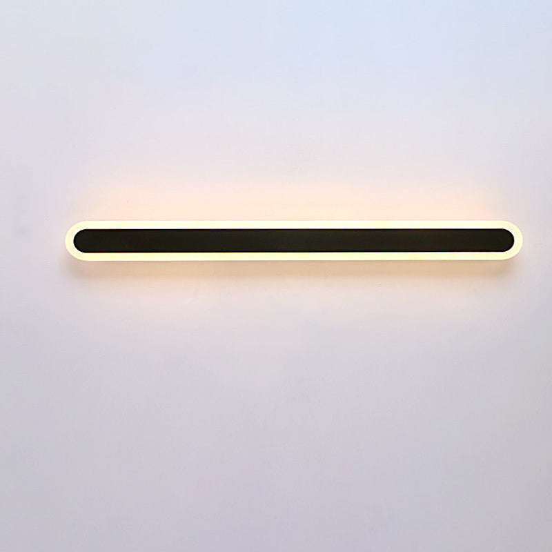 Modern Minimalist Long Oval Strip Acrylic Lampshade Iron LED Wall Sconce Lamp For Living Room