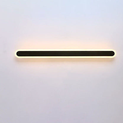 Modern Minimalist Long Oval Strip Acrylic Lampshade Iron LED Wall Sconce Lamp For Living Room