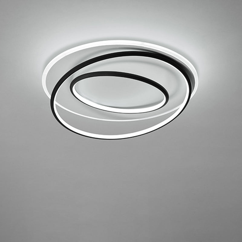 Contemporary Nordic Iron Acrylic Circle Ring LED Flush Mount Ceiling Light For Bedroom