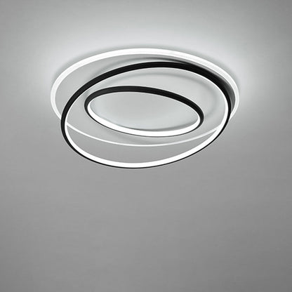 Contemporary Nordic Iron Acrylic Circle Ring LED Flush Mount Ceiling Light For Bedroom