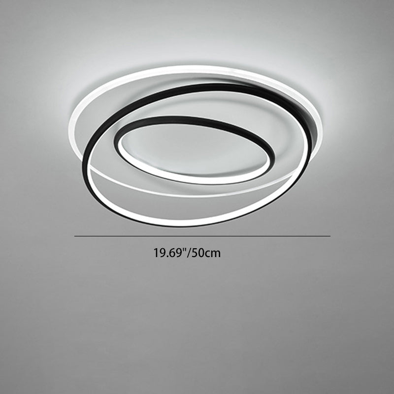 Contemporary Nordic Iron Acrylic Circle Ring LED Flush Mount Ceiling Light For Bedroom