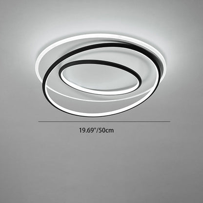 Contemporary Nordic Iron Acrylic Circle Ring LED Flush Mount Ceiling Light For Bedroom