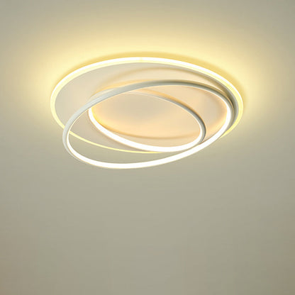 Contemporary Nordic Iron Acrylic Circle Ring LED Flush Mount Ceiling Light For Bedroom