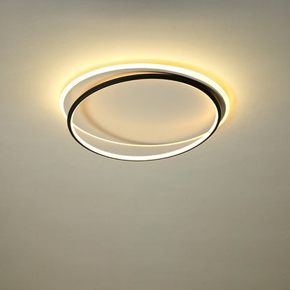 Contemporary Nordic Iron Acrylic Circle Ring LED Flush Mount Ceiling Light For Bedroom