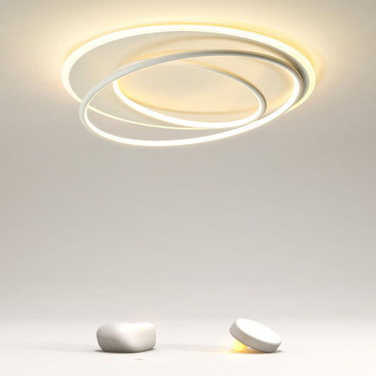 Contemporary Nordic Iron Acrylic Circle Ring LED Flush Mount Ceiling Light For Bedroom