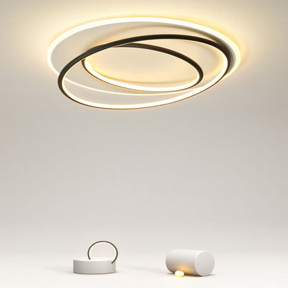 Contemporary Nordic Iron Acrylic Circle Ring LED Flush Mount Ceiling Light For Bedroom