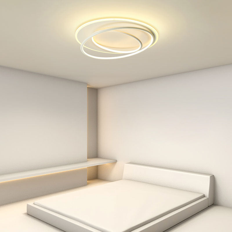 Contemporary Nordic Iron Acrylic Circle Ring LED Flush Mount Ceiling Light For Bedroom