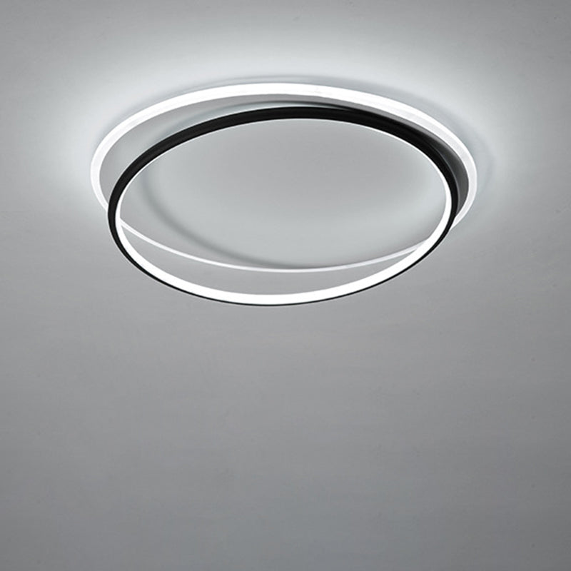 Contemporary Nordic Iron Acrylic Circle Ring LED Flush Mount Ceiling Light For Bedroom