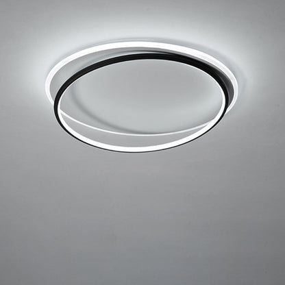 Contemporary Nordic Iron Acrylic Circle Ring LED Flush Mount Ceiling Light For Bedroom