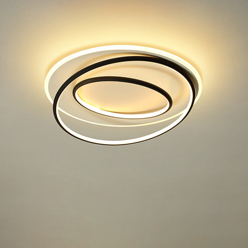 Contemporary Nordic Iron Acrylic Circle Ring LED Flush Mount Ceiling Light For Bedroom