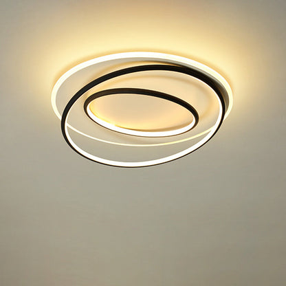 Contemporary Nordic Iron Acrylic Circle Ring LED Flush Mount Ceiling Light For Bedroom