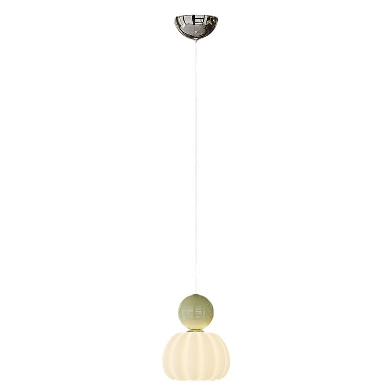 Contemporary Creative Round Pumpkin Iron Ball PE LED Pendant Light For Bedroom