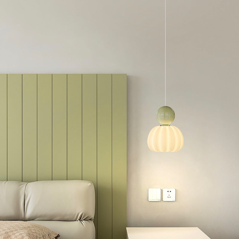 Contemporary Creative Round Pumpkin Iron Ball PE LED Pendant Light For Bedroom
