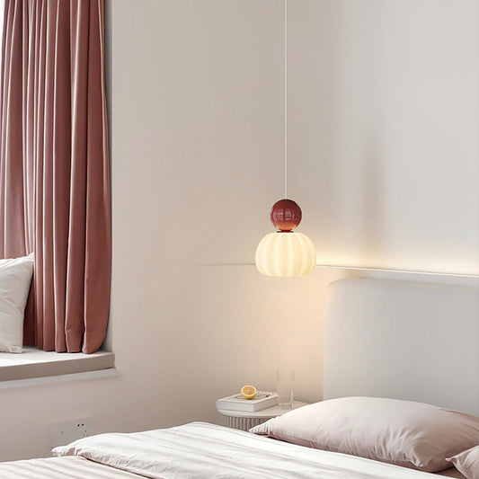 Contemporary Creative Round Pumpkin Iron Ball PE LED Pendant Light For Bedroom