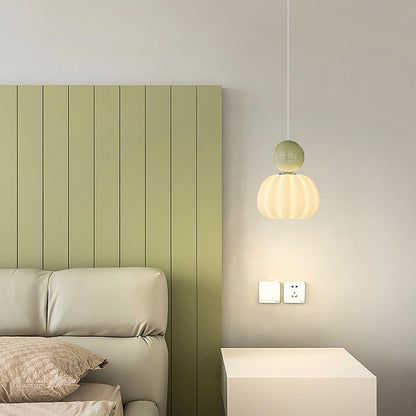 Contemporary Creative Round Pumpkin Iron Ball PE LED Pendant Light For Bedroom