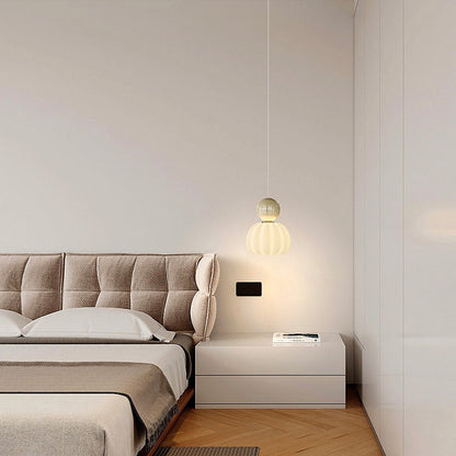Contemporary Creative Round Pumpkin Iron Ball PE LED Pendant Light For Bedroom