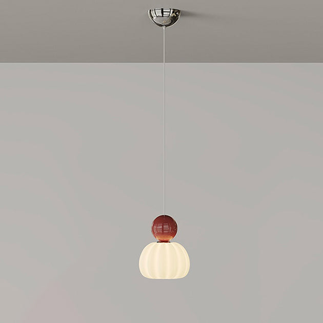Contemporary Creative Round Pumpkin Iron Ball PE LED Pendant Light For Bedroom